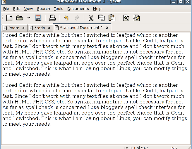 Gedit vs Leafpad