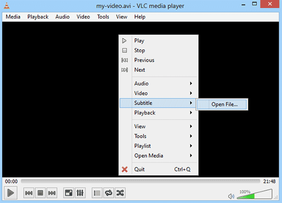 Playing Subtitles in VLC media Player