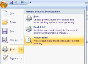 Excel Print Preview