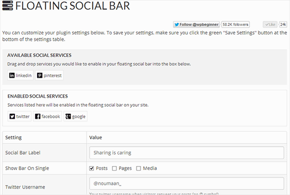 Floating social bar plugins 