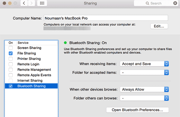 Turning on Bluetooth file sharing on Mac OS X to  send an receive files from Android devices